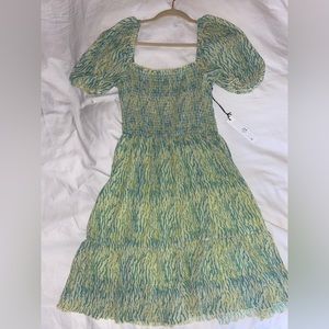 Central Park west pleated chiffon printed dress